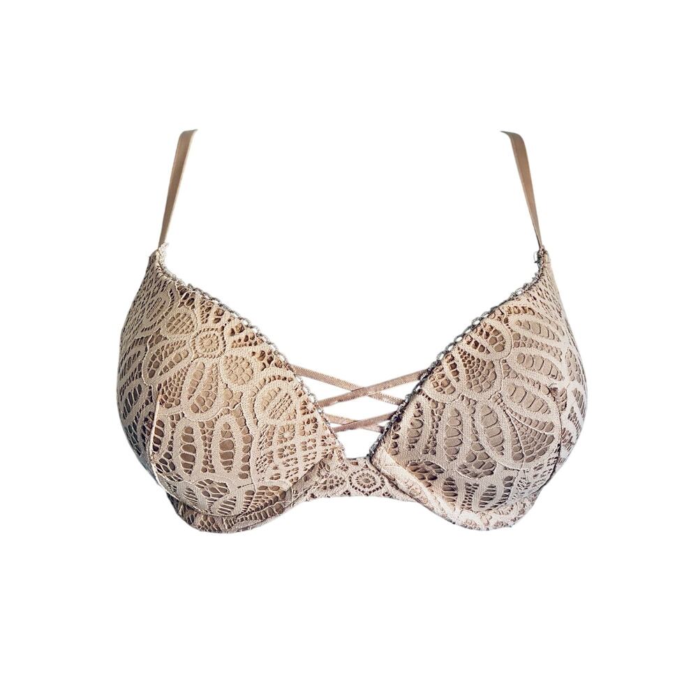 Victoria's Secret Dream Angels Push Up Bra Lace Beige Padded 32D